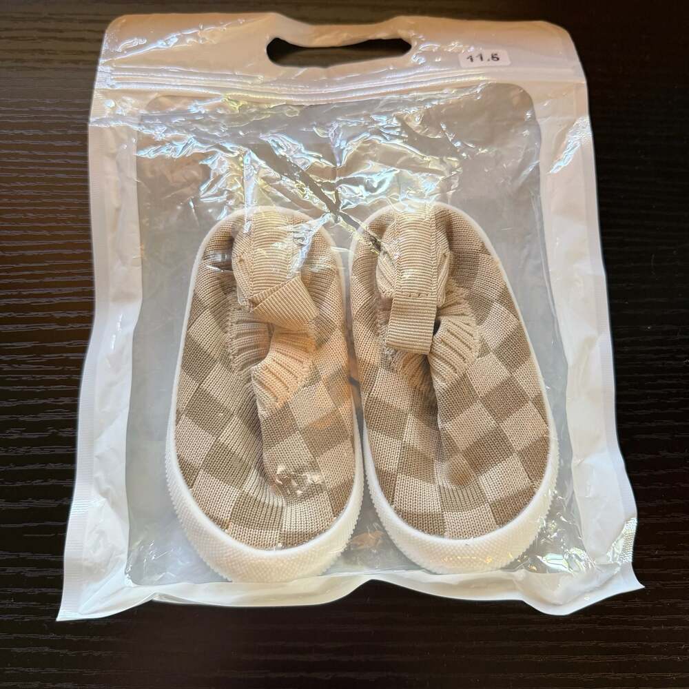 Unbranded Baby Plaid Slip-On First Walking Sock Shoes
